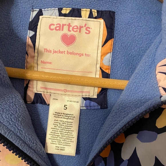 Carters size 5 Floral Kids Spring rain Jacket lined - Picture 2 of 5